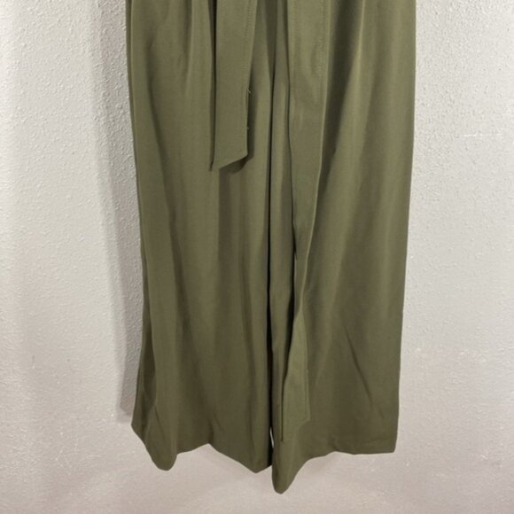 NWT Calvin Klein Army Green Belted Cropped Wide Leg Jumpsuit 4 R25 - Picture 4 of 12